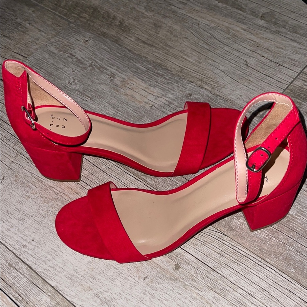 Elegant Red Women's Block Heel Sandals